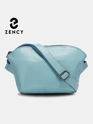 Zency Small Leather Bag For Women Simple Casual Handbag With Zip Pockets Adjustable Strap Shoulder Cross Body Purse Roomy Bag