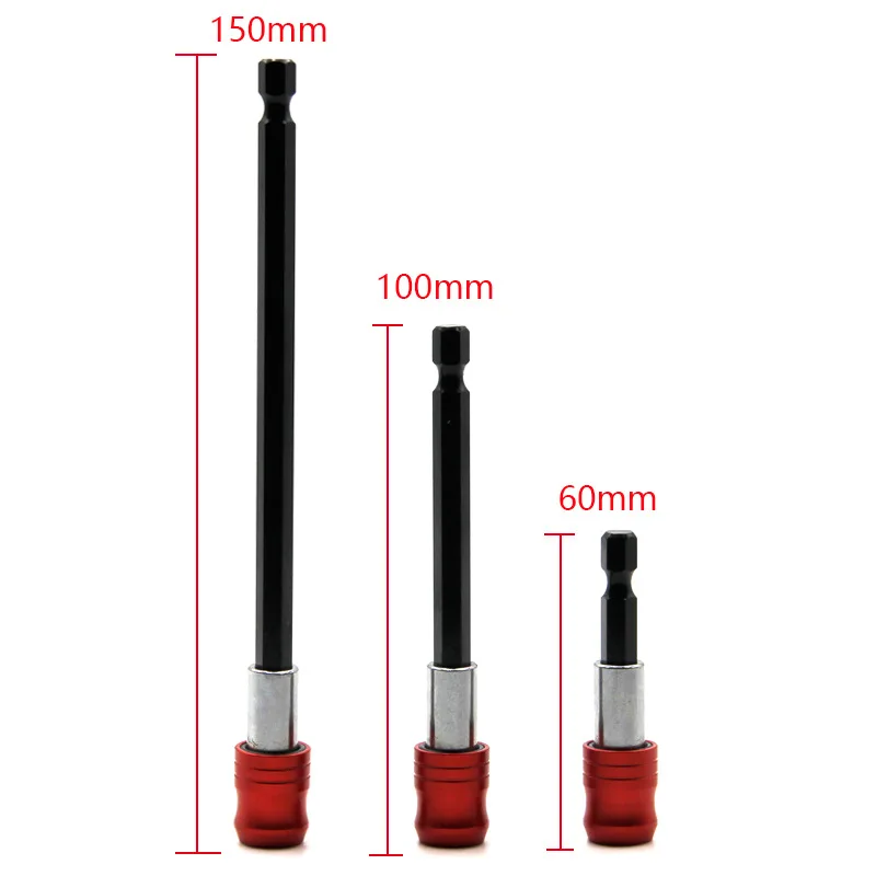 1pcs/3pcs Hexagonal handle red quick release self-locking extension rod 60/100/150mm screwdriver head extension rod