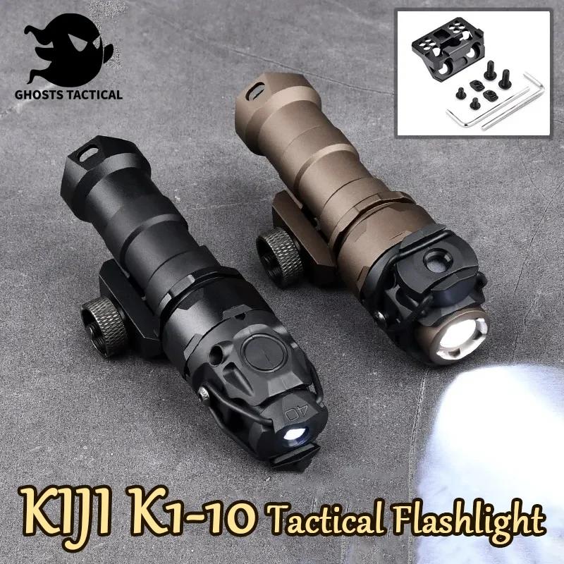 

Tactical Metal KIJI K1-10 Flashlight 500 Lumens LED White Light Outdoor Hunting Spotlight Bias Base Weapon reconnaissance light