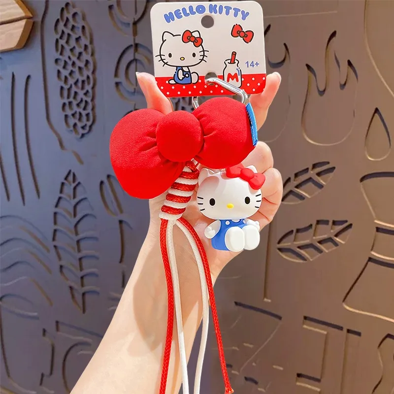 Genuine Sanrio Kitty Kuromi Melody Cartoon Bracelet Keychain Couple School Bag Pendant Charm Phone Anti-lost Wrist Strap Chain view 5