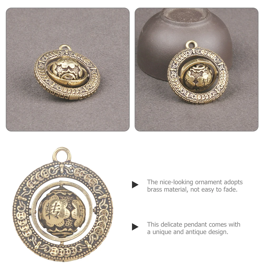 

Brass Keychain Pendant Vintage Ornaments Blessing Necklace Decor Retro Charms Ancient Bag Hanging Crafts DIY Making Auspicious