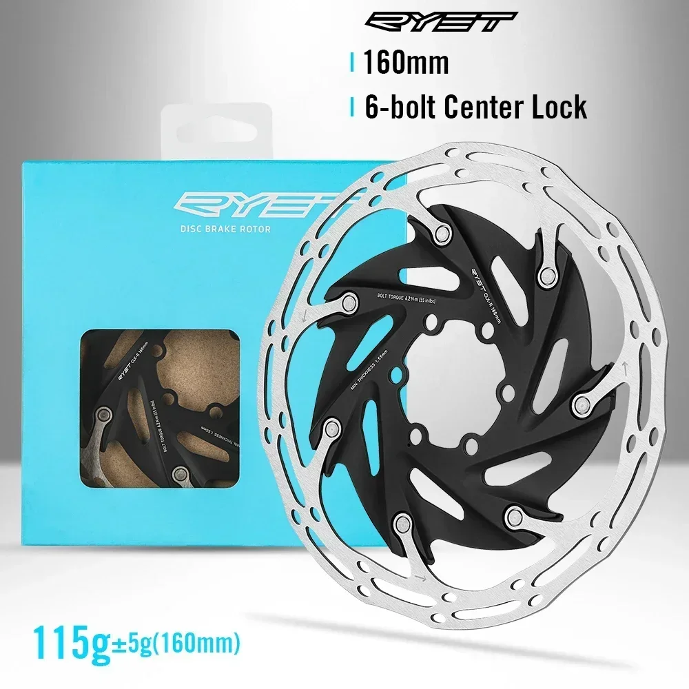 AliExpress 2025 RYET 6-Bolts Bicycle Brake Rotors&140mm/160mm Center-Lock MTB Road Bike Bicycle Parts Disc Brake Rotors Cycling Accessories