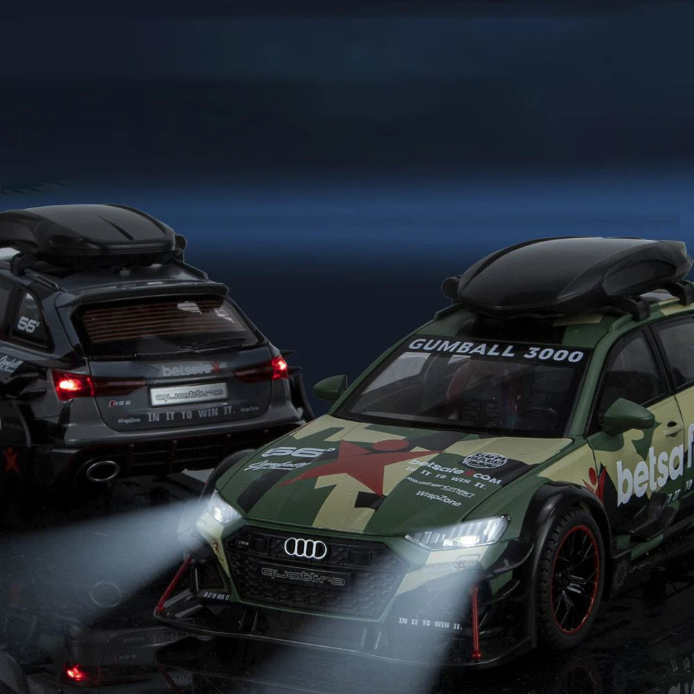 1:24 Audi RS6 DTM Geändert Fahrzeug Legierung Spielzeug Auto Modell Rad Lenkung Sound und Licht kinder Spielzeug Sammlerstücke Geburtstag geschenk