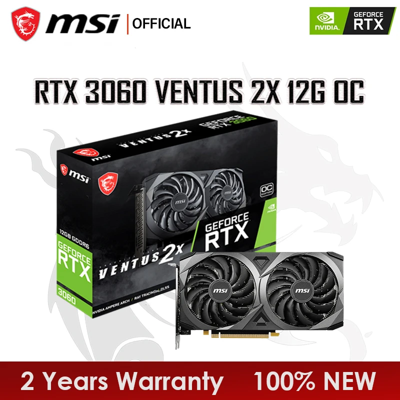 MSI GeForce RTX 3060 VENTUS 2X 12G OC Graphics Card GDDR6 Heat Sink Video Cards 192-bit HDMI-Compatible PCI4.0 3060 GPU GAMING