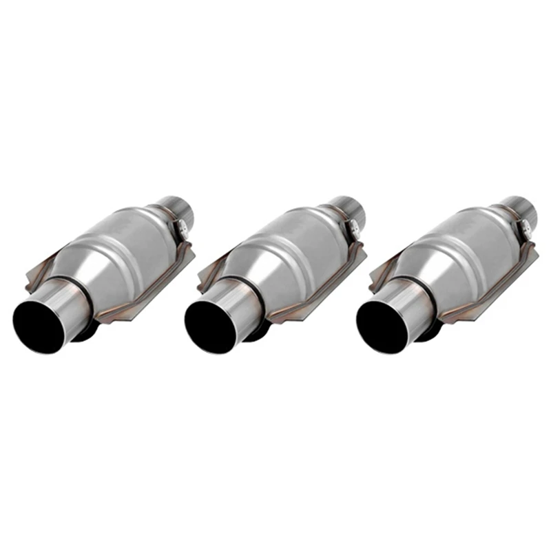 

3Pcs Car Import And Export Catalytic Converter With O2 Port Heat Shield For Vehicles With 2 Inch Exhaust Pipe Car