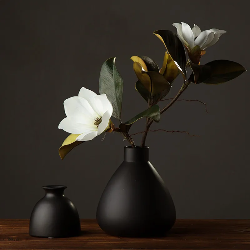 High quality Decorative Artificial Flowers Vase Super Beautiful luxury Fake Magnolia Home Coffee Shop Decor Display Silk Flowers