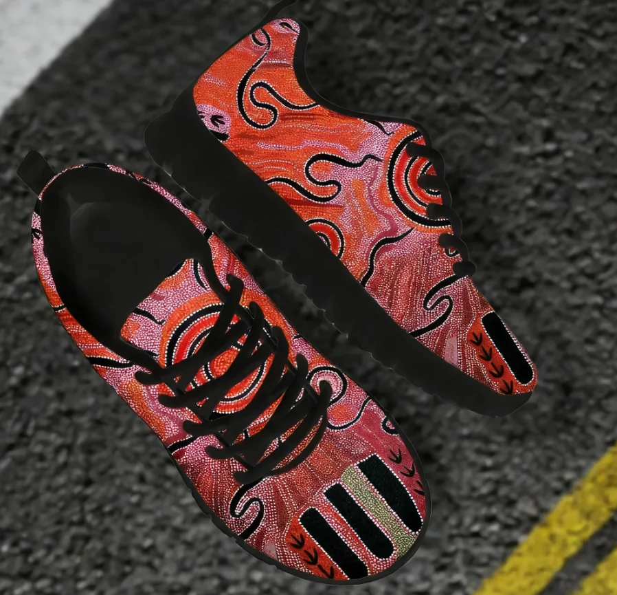 

Australia Aboriginal Art Lace-up Mesh Sneaker Shoes For Women New Fashion Ladies Couple Flats Comfort Light Footwear