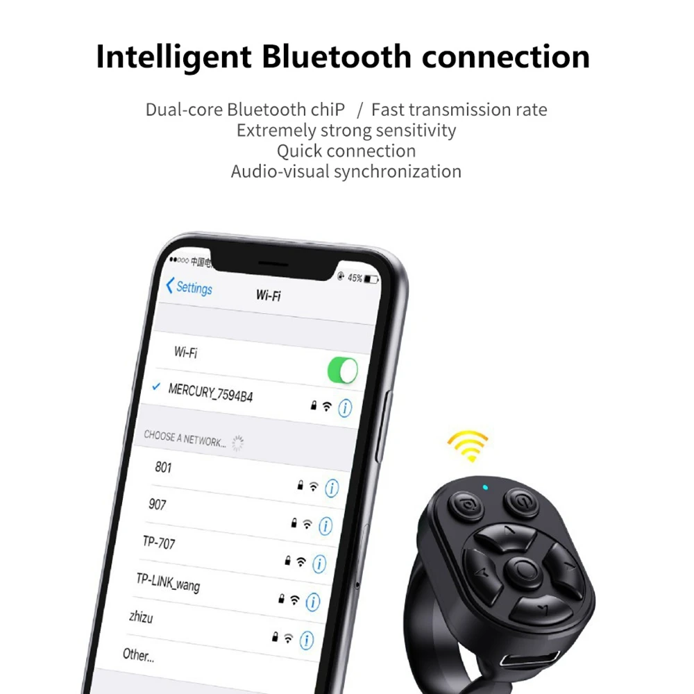 

K2 Multi-functional Bluetooth Finger Ring Smart Remote Control Selfie Shutter TikTok Tap Page Turner for Smartphone or Tablet