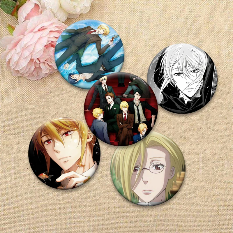 Anime Yuukoku No Moriarty Badge Round Brooches William James Moriarty,Albert James Moriarty,Louis James Moriarty Cartoon Pins