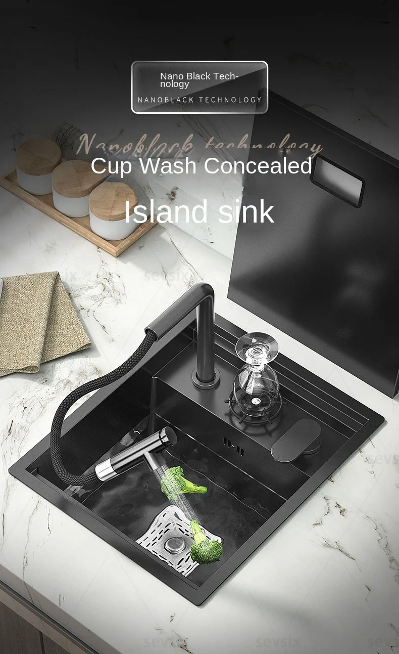 

Nanometer Cup Rinser kitchen Sink 304 Stainless Steel 4mm Thickness Handmade Sink High Pressure Cup Washer kitchen Sink