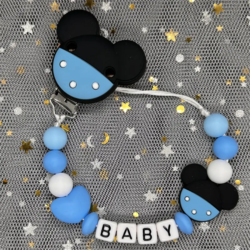 DIY Handmade Custom Personalized Name Pacifier Clips Silicon Round Beads Chain Holder Soother Baby Teething Toys Dummy Chew Gift