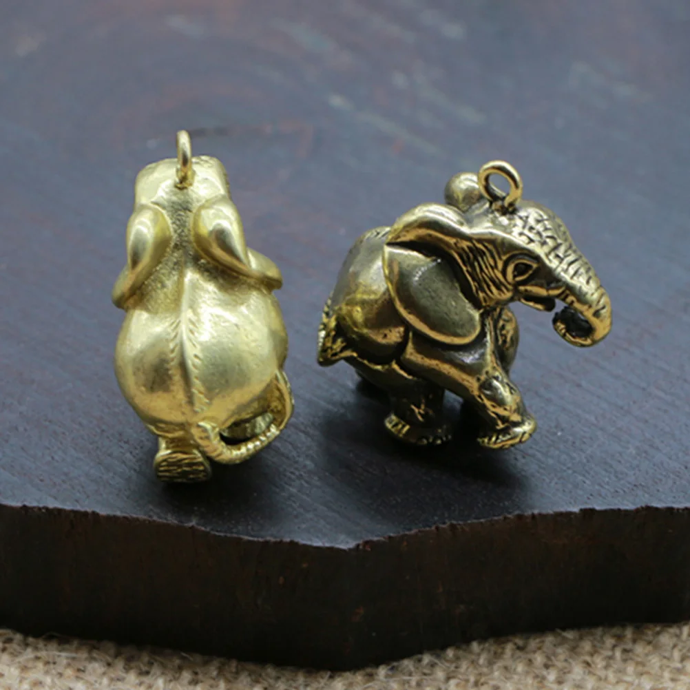 

2pcs Brass Elephant Charms Keychain Pendant Diy Jewelry Animal Bag Ornament Creative Keyring Pendant Lightweight Rustproof For