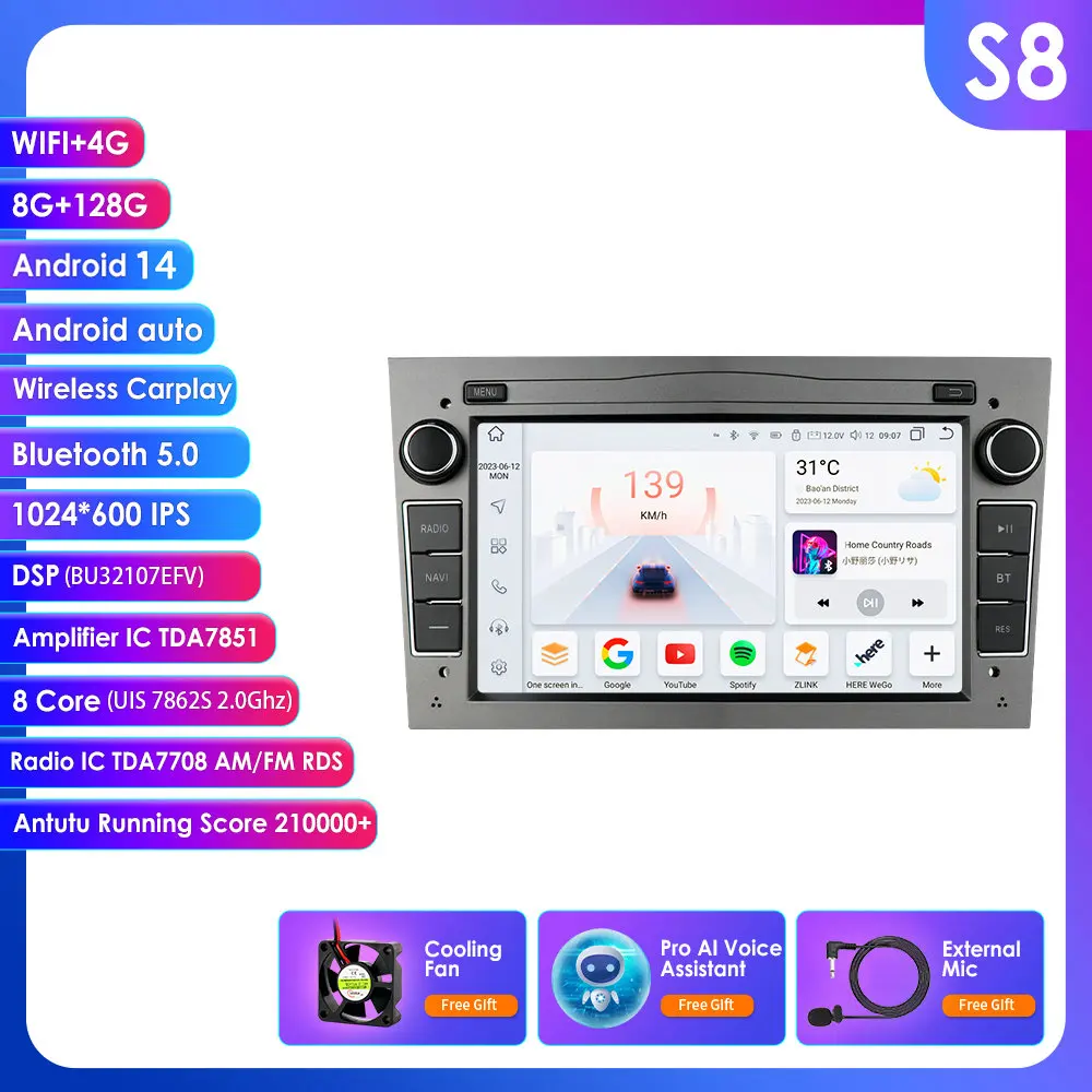 128G 4G-Lte Android 2din Auto Gps Speler Voor Opel Astra H J 2004 Vectra Vauxhall Antara Zafira Corsa C D Vivaro Meriva Veda Radio