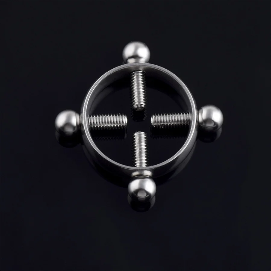 2PCS Nipple Clamps Round exy Nipple Ring Non Piercing Breast Nail Screw Shield Stainless Steel Clamp Adult Porn Games For Women