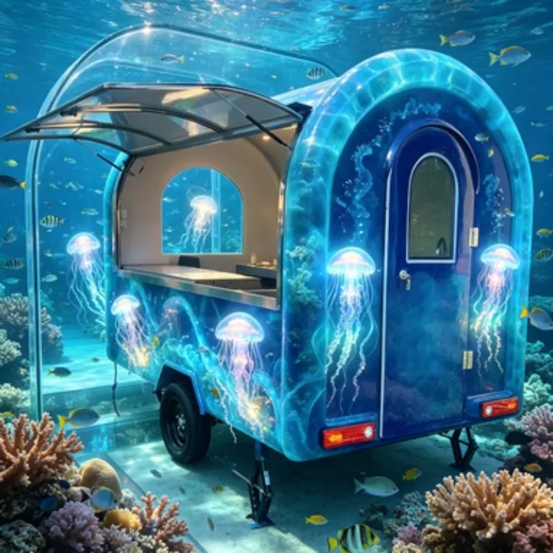 

2026 Popular Small Food Trailer Compact Mobile Kitchen Hot Dog Coffee Cart Stainless Steel for Outdoor Events