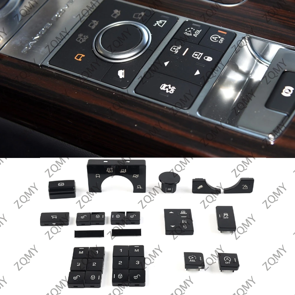 

Car Interior Window Lift Switch Button Center Console Terrain Mode Button Cover Set For Land Rover Range Rover/Vogue/Sport 14-17