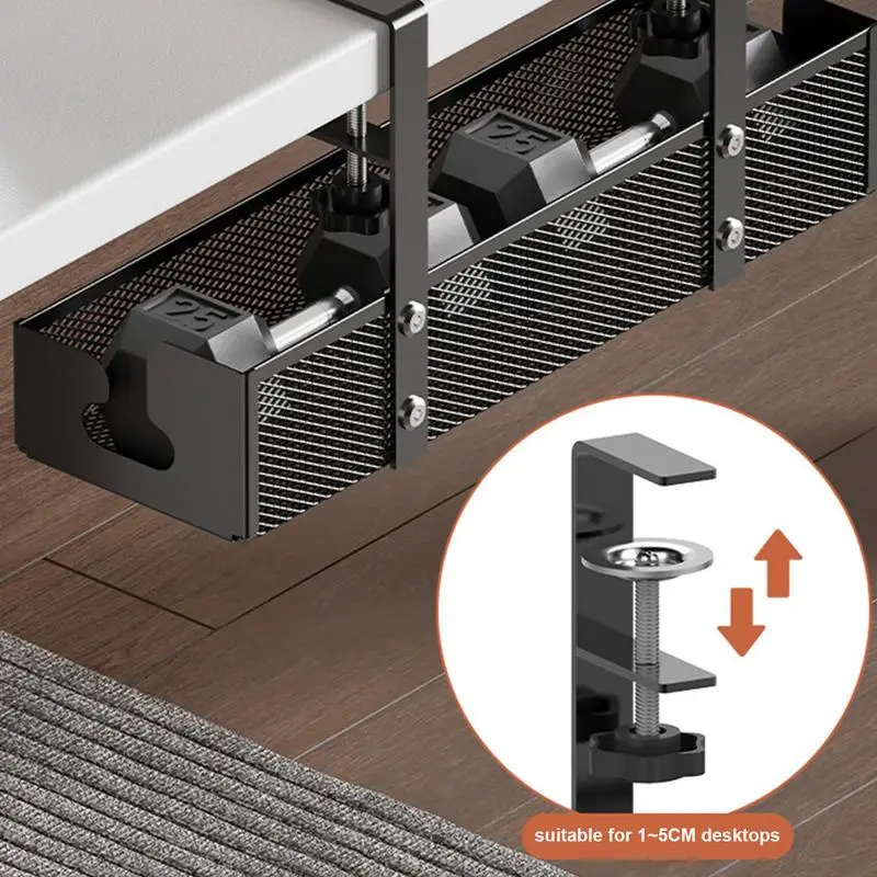 

Desk Cord Organizer No Drill Setup Under Desk Cable storage Box Metal Mesh Cable Management Rack High Load-Bearing Wire Holder