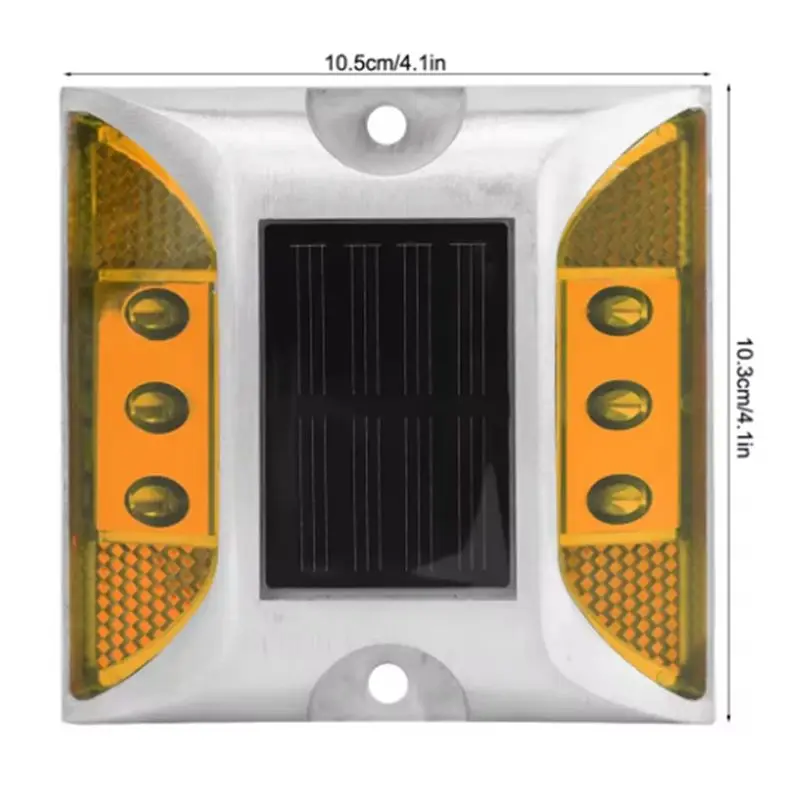 SHGO Solar Ground for Marker Lights, Double-Sided Warning, Cast Aluminum, Road Stud, for Driveway, Highway, Night