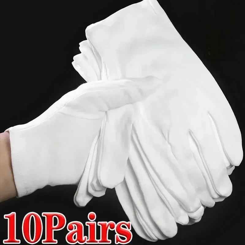 

20PCS Etiquette White Cotton Gloves High Stretch Work Gloves Film SPA Jewelry Mittens Sweat Absorption Household Cleaning Tools