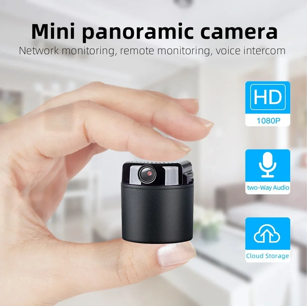 1080P Mini Wifi Camera Battery Operated Small Wireless Cam 360 Degree Horizontal Rotation Security System Mobile Fhone Monitorin