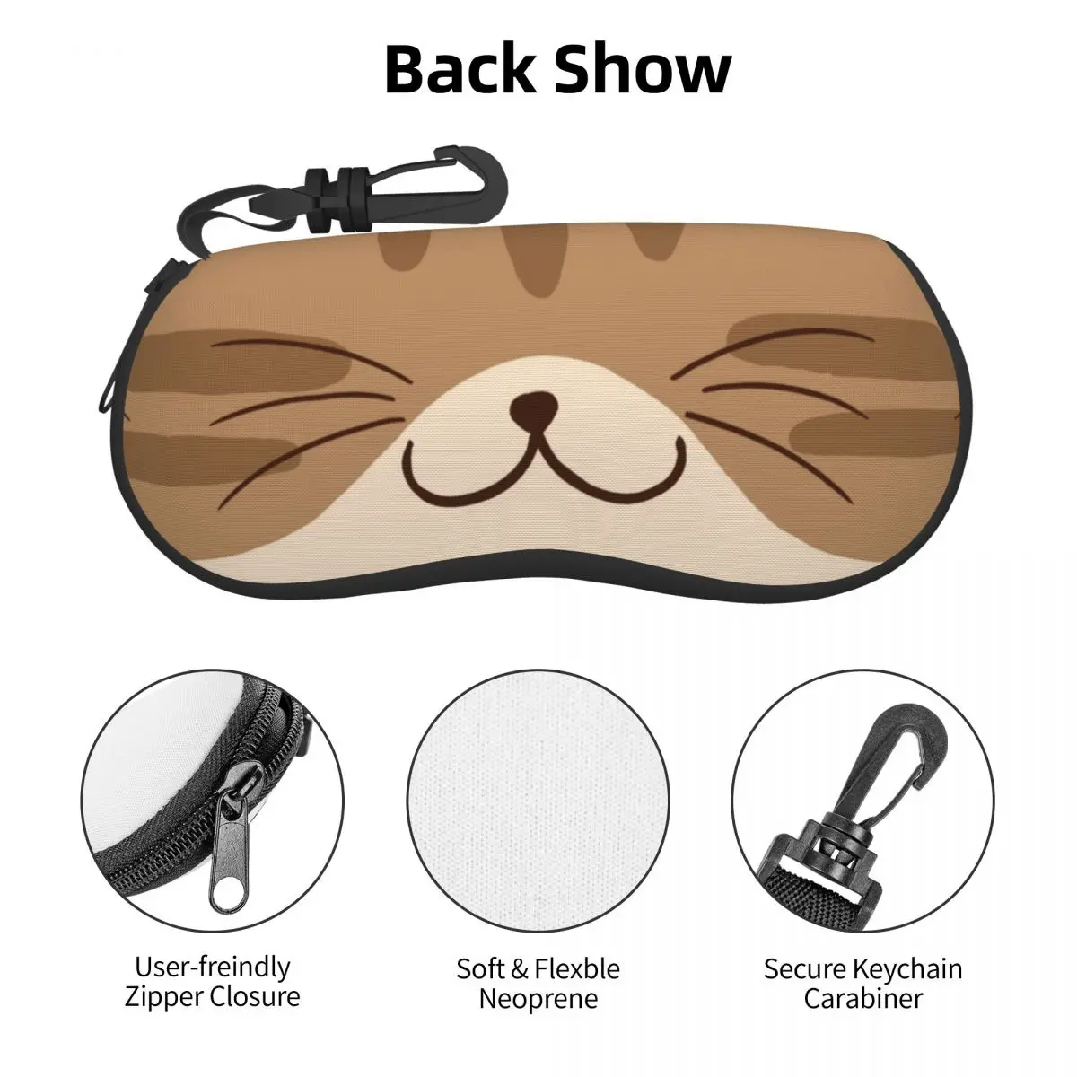 Custom Funny Brown Tabby Cat Mouth Shell Eyeglasses Case Men Women Fashion Animal Glasses Case Sunglasses Box Pouch