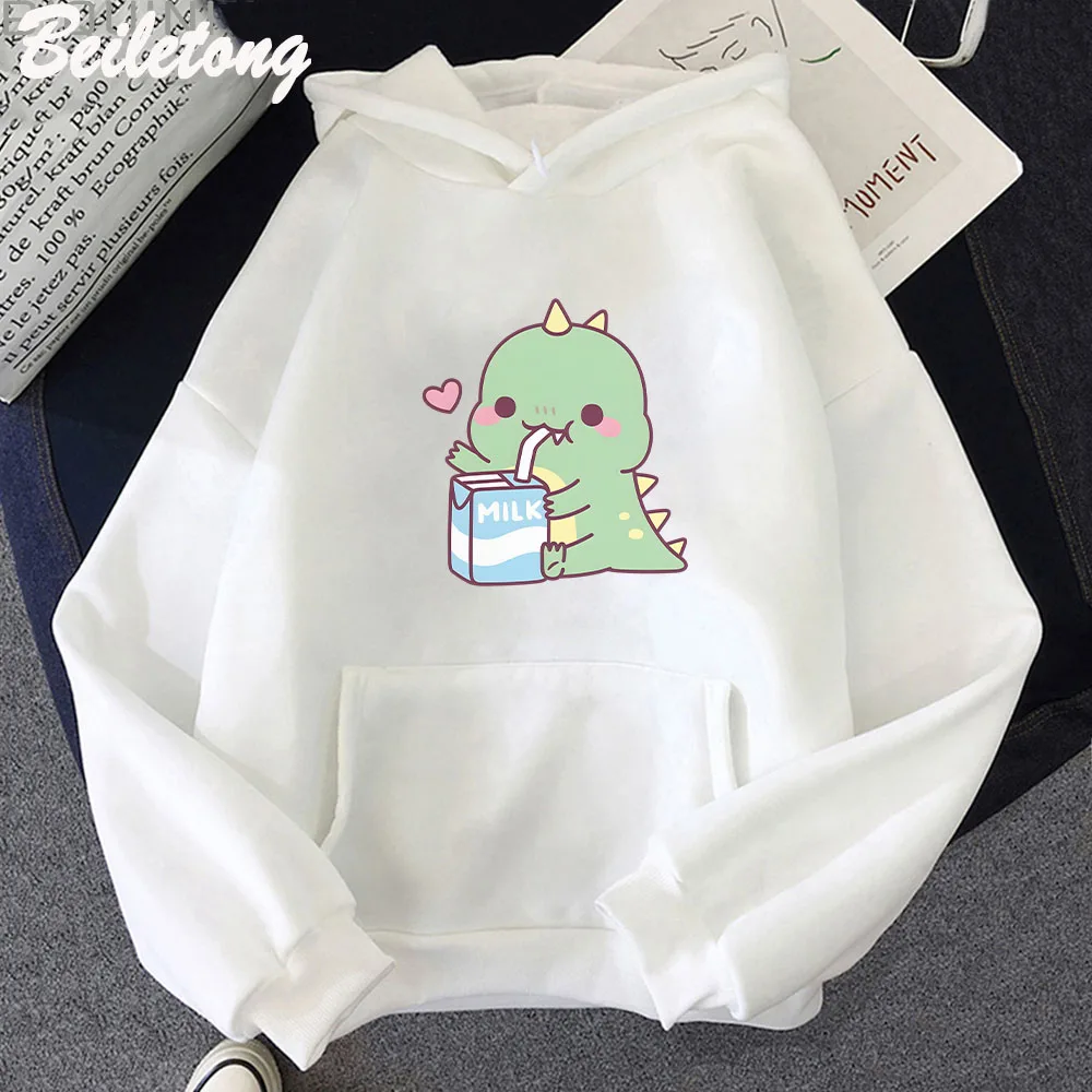 Dinosaur Oversized Cartoon Women Sweatshirt Hoodie Cute Print Kawaii Clothes for Girl Pullover Casual Funny Women Harajuku Wram