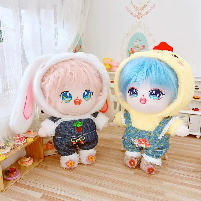 20cm DIY Doll Baby Clothes Cute Overalls Jeans Plush Doll Body-Shape Children's Gifts Birthday Plush EXO Idol Doll Accessories