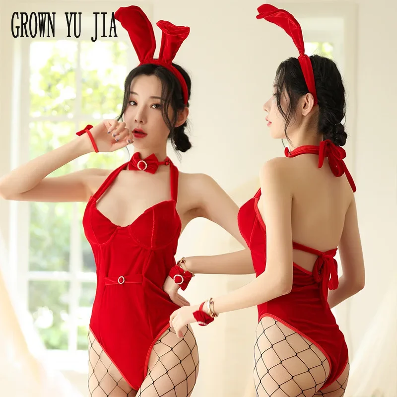 

Porno Cute Bunny Girl Uniform Lingerie Bodysuits Fishnet Stockings Set Bunny Cosplay Sexy Costume Teddy Hot Babydoll Catsuit