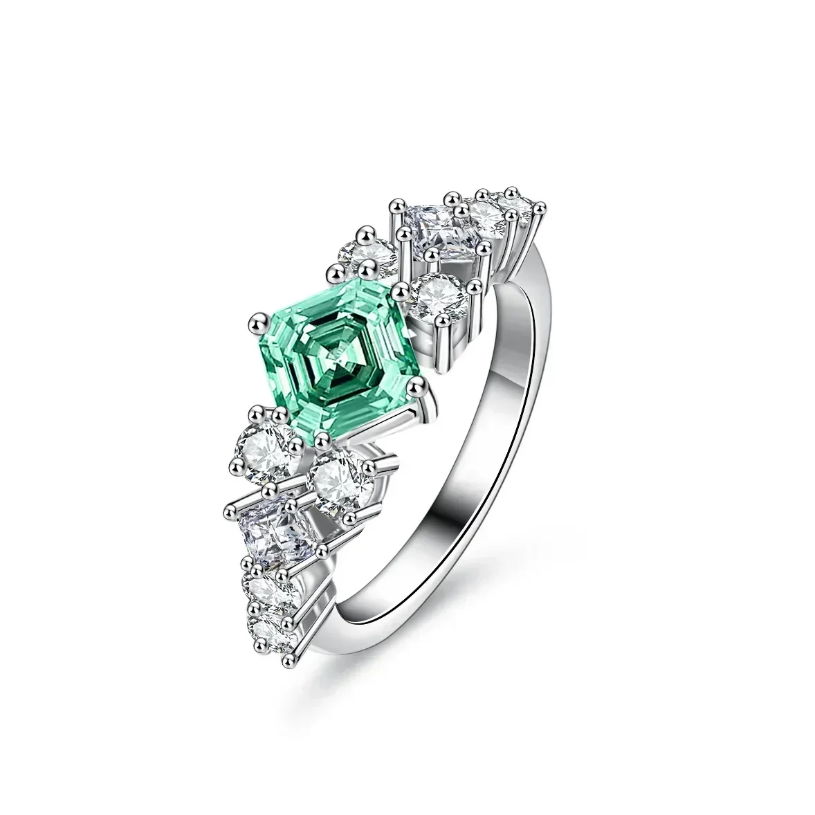 Eldorado Gold  Luxury Platinum Pt950 Princess Square Four Claw 1CT Moissanite Diamond Rings for Women Jewelry Wedding Engagement