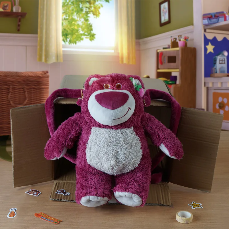 

Disney Official Lotso Bear Plush Backpack - Cute Strawberry Scented Doll with Adjustable Straps, Trendy Ins Style Gift for Girls