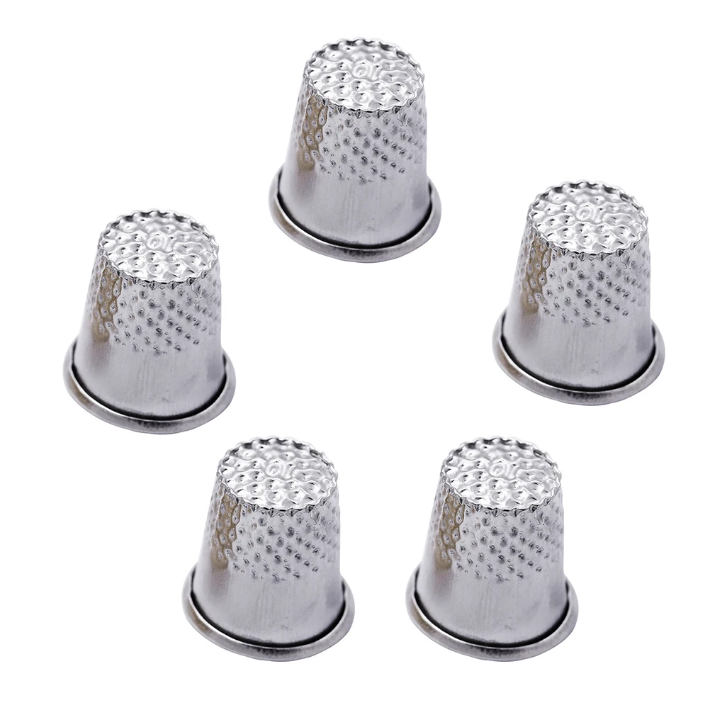 

50Pcs Silver Metal Thimble Caps Protective Finger Shield for Needlecraft Sewing Quilting Travel Essential Crafting Accessory Set