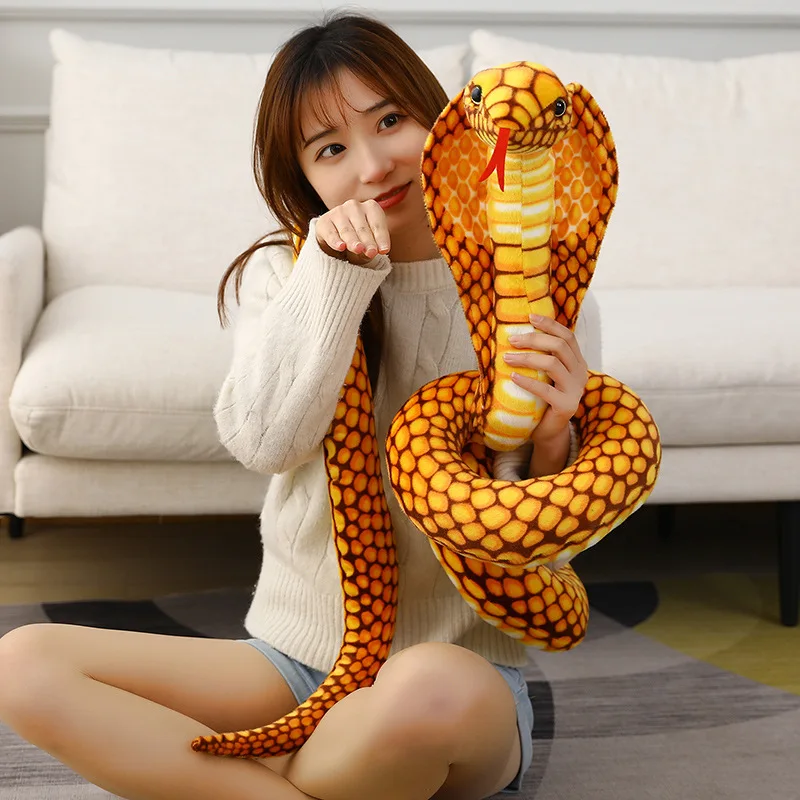 80-240CM Simulated Python Snake Plush Toy Giant Boa Cobra Long Stuffed Snake Plushie Lifelike Doll Children Boys Birthday Gift