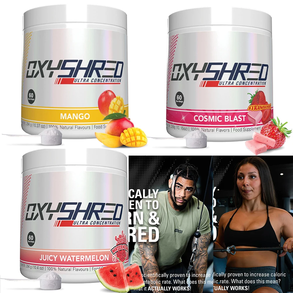 

Oxyshred Pre Workout Powder - Preworkout Powder with L Glutamine & Acetyl Carnitine, Energy Boost Drink - Cosmic Blast and Mango