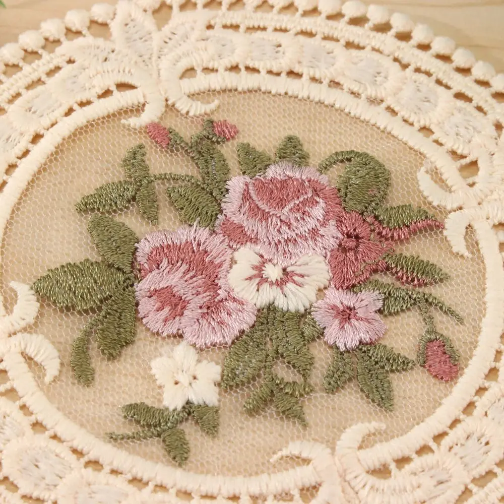 European Style Embroidery Placemat Table Decoratio Insulation Mat Plate Mats Coffee Cups Coasters Lace Coaster