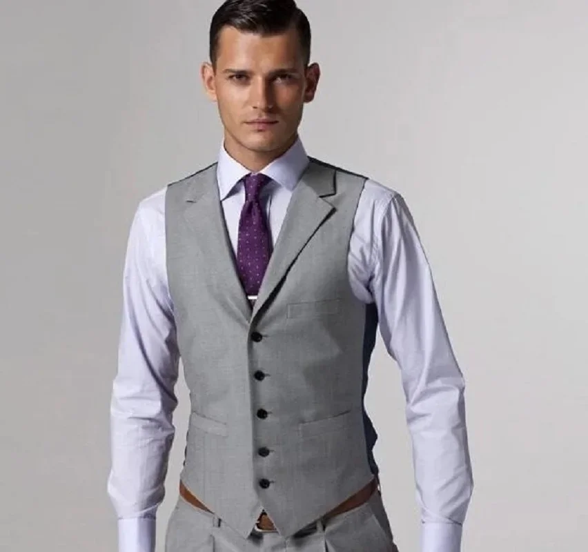 

New fashion Light Grey Vests Mens Suit Tailor Slim Fit Waistcoat