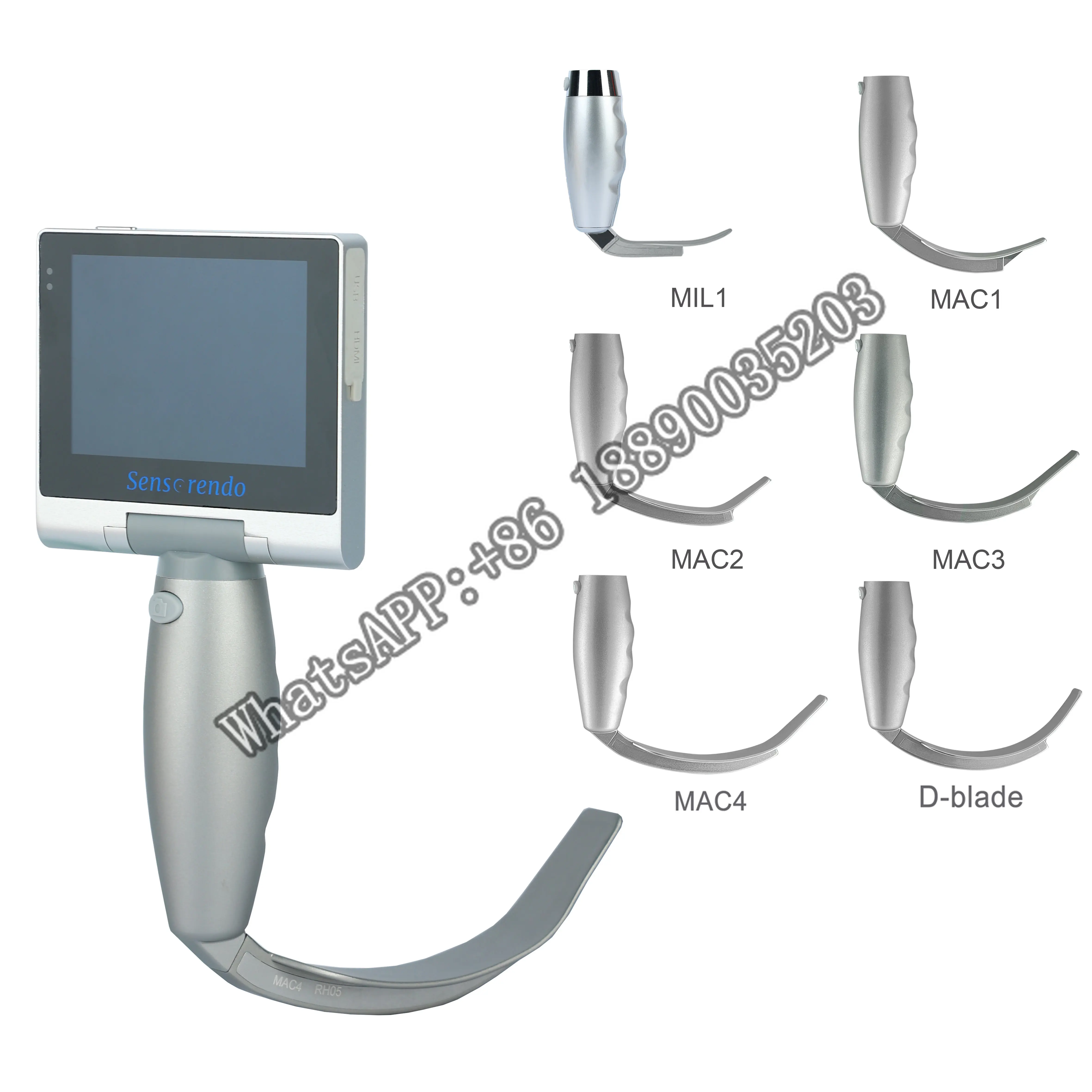 

Sensorendo Touchscreen Video Laryngoscope with 6 Reusable blade (MIL1/MAC1/2/3/4/D-BLADE) Waterproof ISO13485/CE