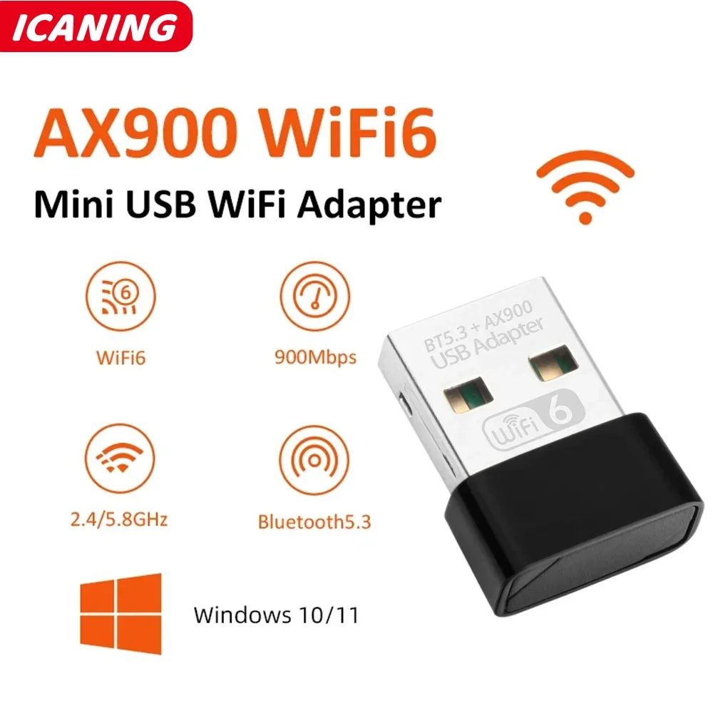 Bluetooth 5.3 Adapter AX900 USB WiFi 6 Dongle Dual Band 2.4G&5GHz USB WiFi Network Wireless Receiver DRIVER FREE