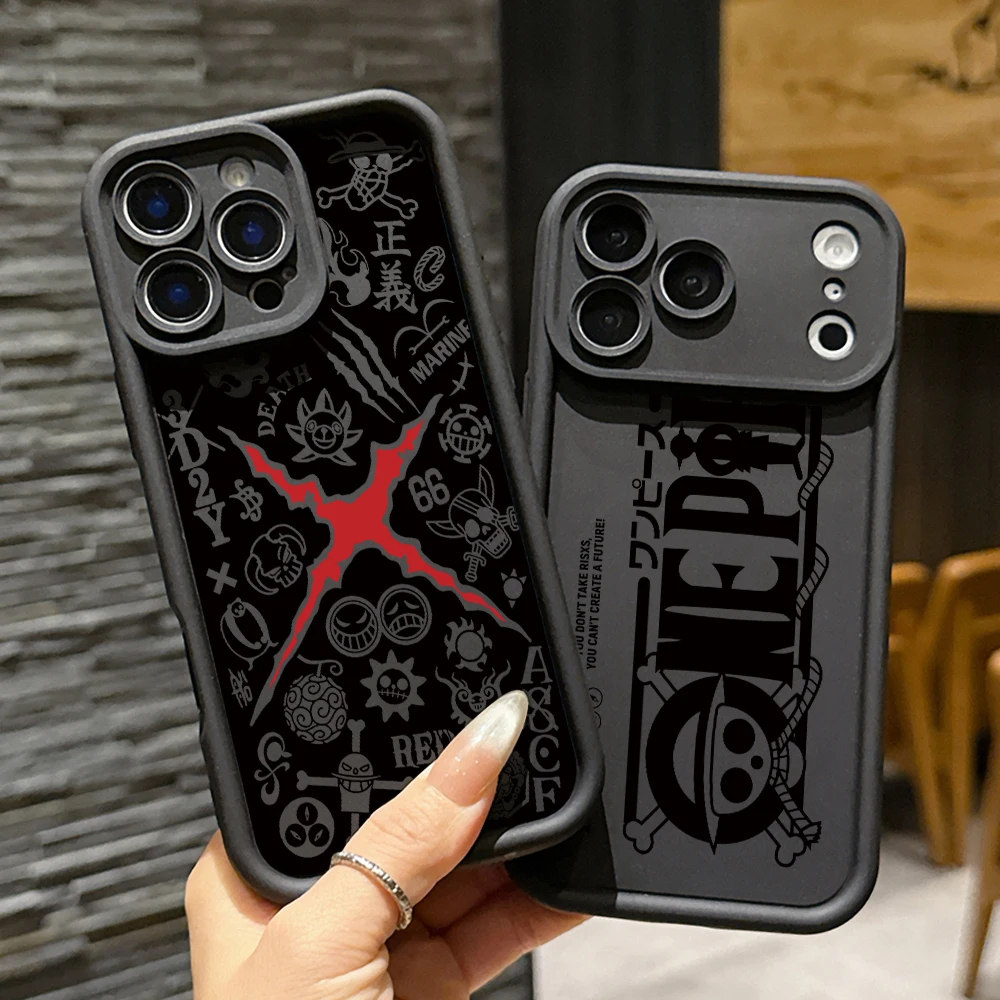 O-One Pieces Black Lines Phone Case for Apple iPhone 18 17 17e Air 16 16e 15 14 Plus 13 12 11 Pro Max X Xs Soft TPU Cover