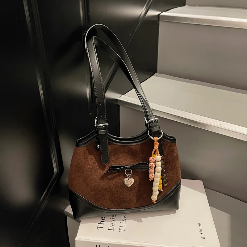 

Осенняя просторная большая сумка 202, текстурированная женская сумка через плечо, шикарная пригородная сумка, большая вместительная сумка «день-ночь», повседневная