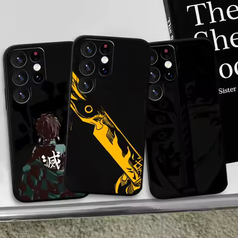 Demon Slayer Cute For Samsung S24 S23 S22 S21 S20 FE S10e S10 S9 Ultra Plus Plus Soft Silicone Black Phone Case