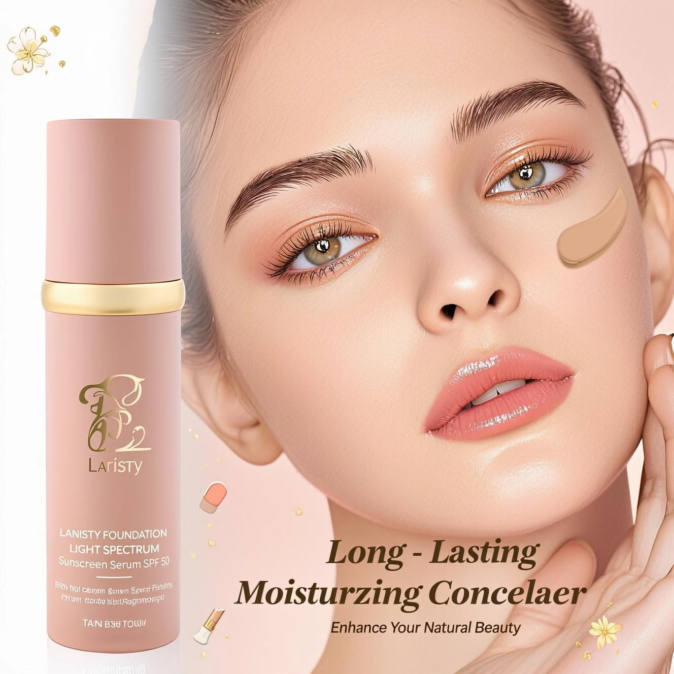 Lanisty Light Spectrum Foundation SPF 50 - 30g Color Mimicking Technology, Moisturizing & Even Skin Tone, Long Lasting Coverage