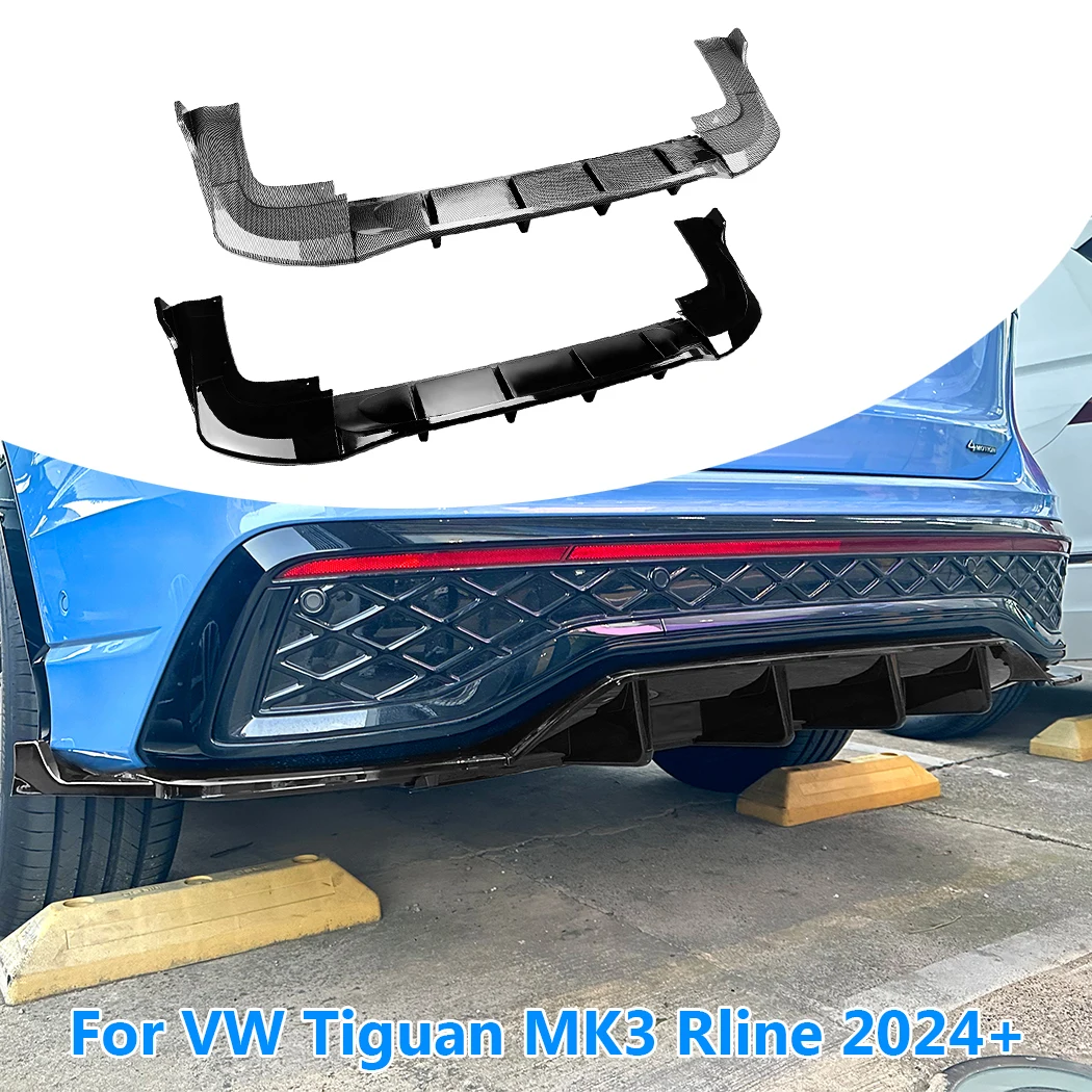 

For VW Tiguan MK3 Rline 2024+ Glossy Lower Rear Bumper Lip Diffuser Spoiler Splitter Protector Car Styling Auto