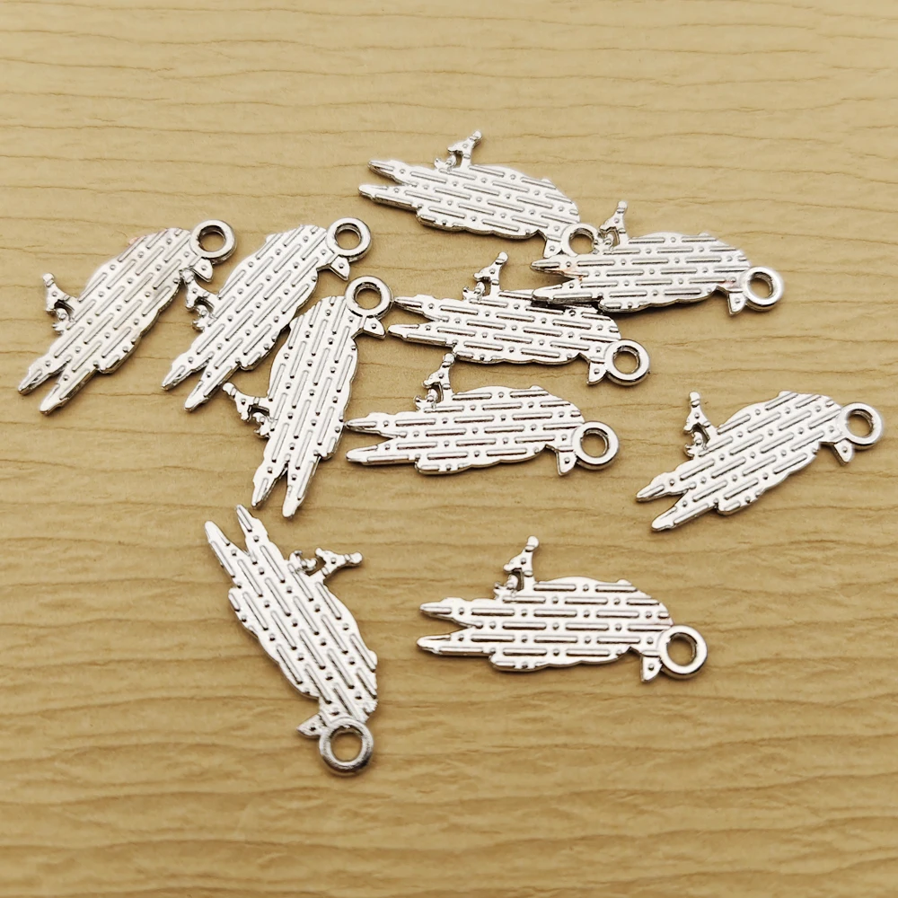 10pcs Gothic Crow Charm for Jewelry Making Necklace Pendant Earring Bracelet Accessories Diy Craft Supplies Metal White Plated