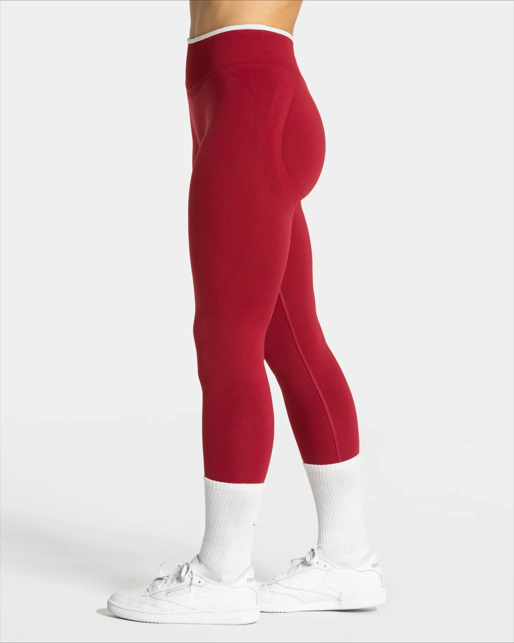 Women's Seamless Gym Solid Color Sports Pants White Edge Waist Tight High Waist Hip Lifting Yoga Pants Running Exercise Pants