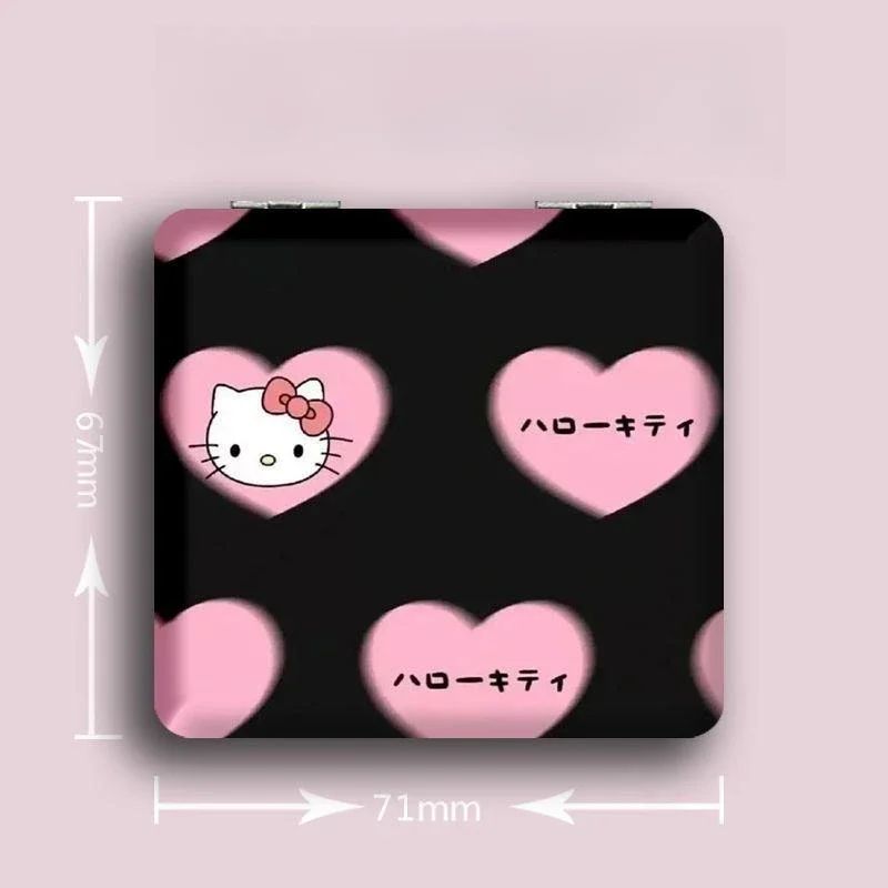 Miniso Hellokitty Mirror Kitcat 1 Piece Small Mini Flip Style Double-sided Travel Portable Women Girl Make Up Daily Use New Tool