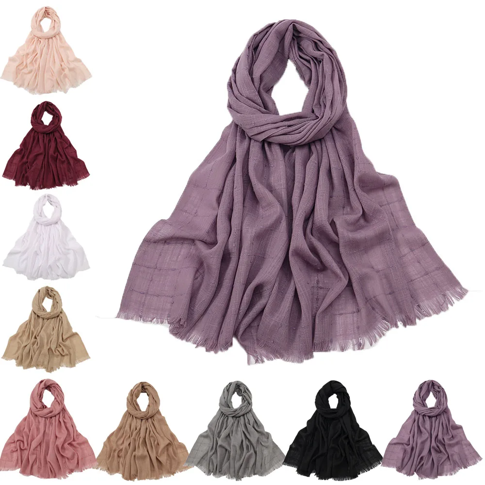 2024 Autumn Winter Pashmina Shawl Lady Wrap Warm Winter Scarves Solid Plaid Design Female Foulard Beach Stoles Scarf 180x70cm