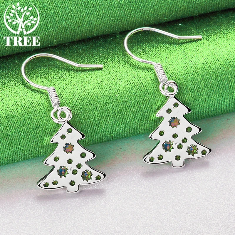 

ALITREE 925 Sterling Silver Christmas Tree Drop Earrings For Women Party Engagement Wedding Fashion Jewelry Birthday Gifts