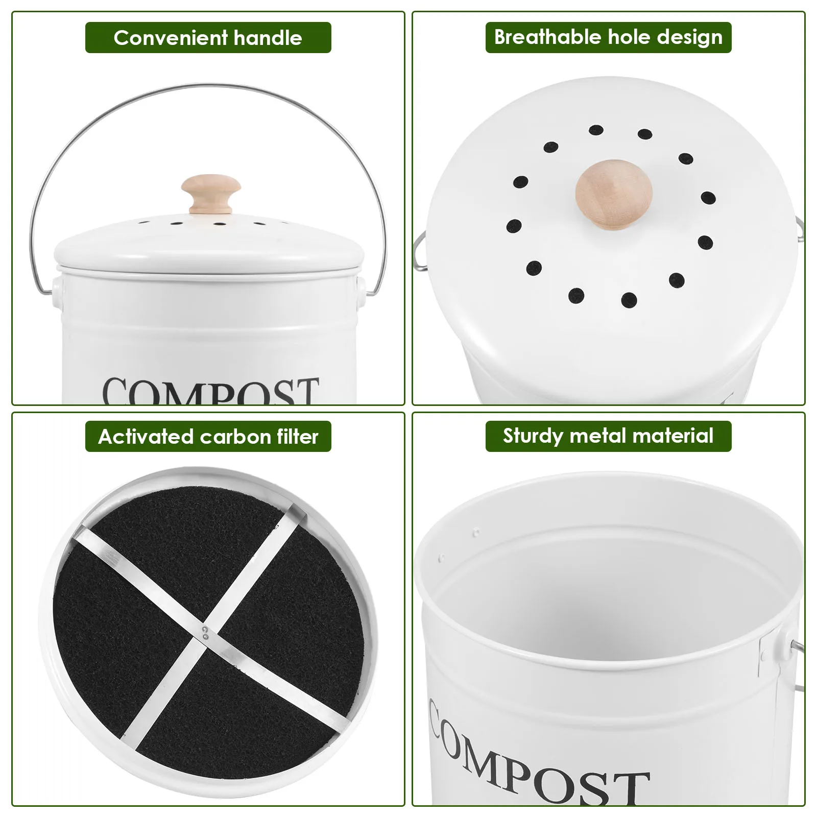  سلة مهملات المطبخ سعة 0.8 جالون، سلة مهملات سطح المكتب مع غطاء، سلة مهملات الحمام، صندوق كونترتوب، دلو نفايات داخلي لنفايات الطعام #5