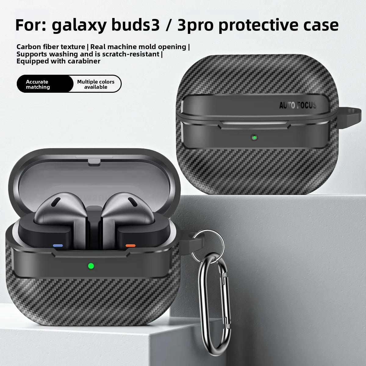 

Suitable for Samsung Galaxy Buds3 protective case, transparent anti drop carbon fiber patterned Buds3 Pro protective case