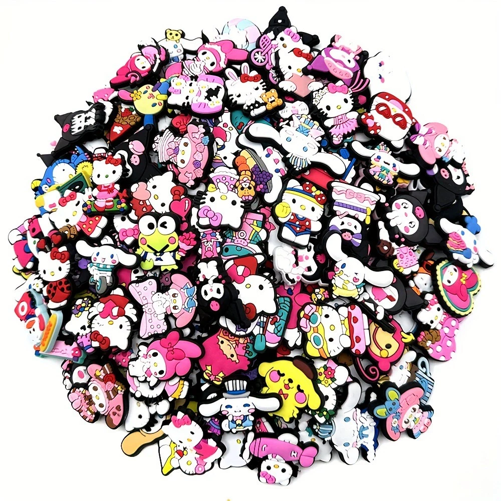 30/50/100Pcs Cartoon MESUCA Sanrio Shoe Charms for Clogs Bubble Slides Sandals PVC Decor DIY Waterproof detachable For Gifts